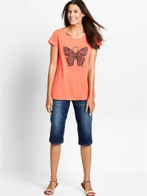 Dżinsowe bermudy z wygodnym pasem, średni stan bonprix