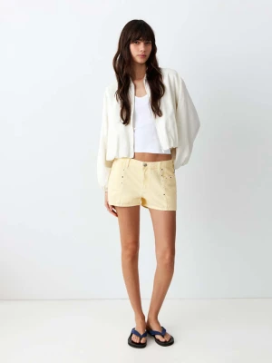 Dżinsowe szorty z ćwiekami pastelowy żółty - Teen - - MANGO TEEN