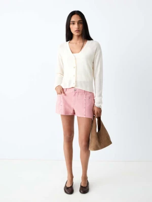 Dżinsowe szorty z ćwiekami różowy - Dziewczyna - - MANGO TEEN