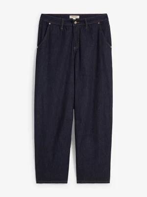 Dżinsy Balloon mid waist, cropped BonPrix niebieski