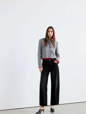 Dżinsy balloon ze średnim stanem black denim - Kobieta - MANGO