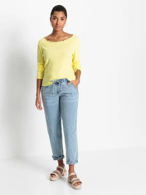 Dżinsy barrel, średni stan, z elastyczną gumą w talii bonprix