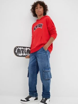 Dżinsy bojówki ocieplane o kroju loose fit z podszewką dżersejową, straight bonprix