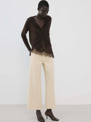 Dżinsy Catherin culotte z wysokim stanem waniliowy - Kobieta - - MANGO