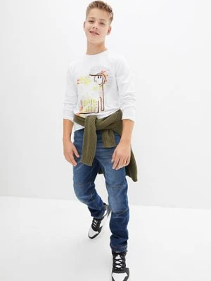 Dżinsy chłopięce o kroju loose fit, z regulowanym paskiem, straight bonprix