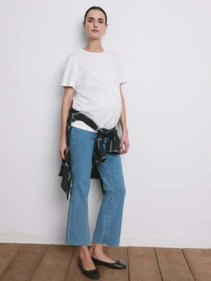 Dżinsy ciążowe flare crop średni niebieski - Kobieta - - MANGO