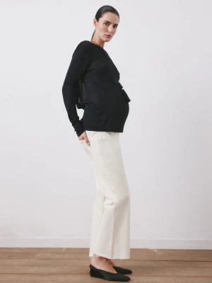 Dżinsy ciążowe flare crop złamana biel - Kobieta - - MANGO