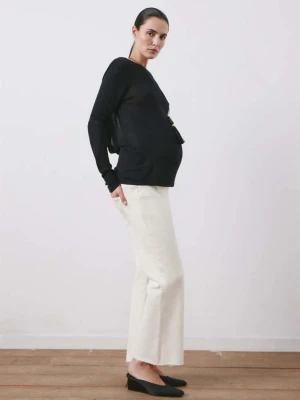 Dżinsy ciążowe flare crop złamana biel - Kobieta - - MANGO