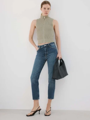 Dżinsy Claudia slim crop ciemnoniebieski - Kobieta - - MANGO