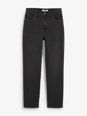 Dżinsy cropped, high waist, straight BonPrix szary