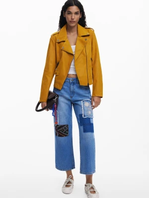 Dżinsy cropped z naszywkami Desigual