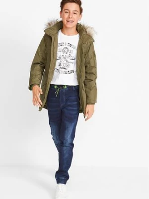 Dżinsy dresowe mid waist z wygodnym paskiem o kroju regular fit bonprix