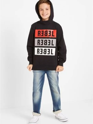 Dżinsy dresowe z gumką w talii, o kroju regular fit, proste nogawki bonprix