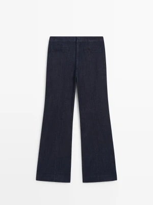 Dżinsy Dzwony Z Kieszeniami - Ciemnoniebieski - Massimo Dutti - Female