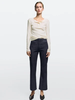Dżinsy Dzwony Z Kieszeniami - Ciemnoniebieski - Massimo Dutti - Female