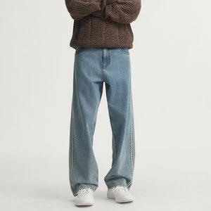 DŻINSY FIREBIRD ADICOLOR ZE ŚREDNIM STANEM I PROSTYMI NOGAWKAMI Adidas Worn Blue Denim
