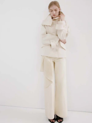 Dżinsy flare ze średnim stanem kremowy / écru - Kobieta - - MANGO