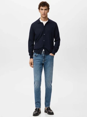 Dżinsy Jan slim fit w kolorze średnim niebieskim z efektem znoszenia średni niebieski - Mężczyzna - - MANGO MAN