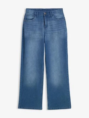 Dżinsy loose fit ze stretchem, prosta nogawka BonPrix niebieski