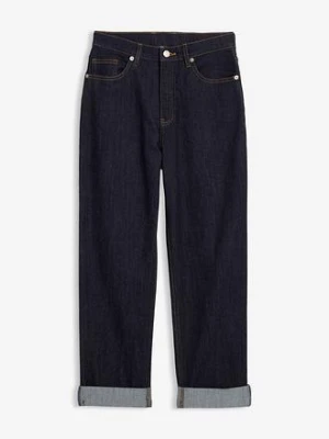 Dżinsy loose fit ze stretchem, regulowany pas, prosta nogawka BonPrix niebieski