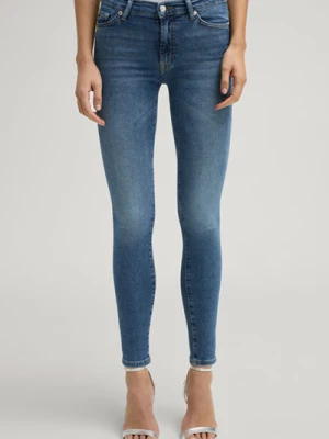 Dżinsy Maja o wąskim kroju w kolorze niebieskim z efektem sprania Joop