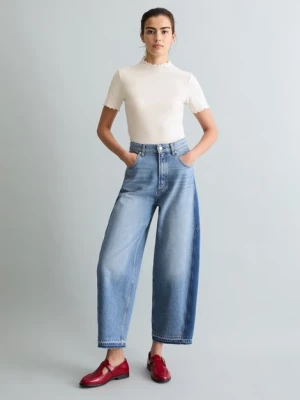 Dżinsy model Enni cropped z szerokim paskiem Marc O'Polo modrá