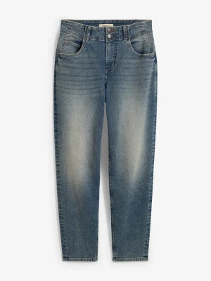 Dżinsy mom, high waist BonPrix niebieski