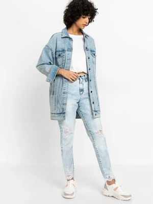 Dżinsy Mom high waist z ozdobnymi przetarciami bonprix