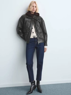 Dżinsy Mom2000 mom z wysokim stanem ciemnoniebieski - Kobieta - - MANGO