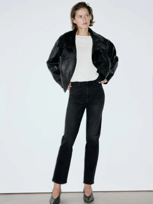 Dżinsy Newmom comfort z wysokim stanem black denim - Kobieta - MANGO