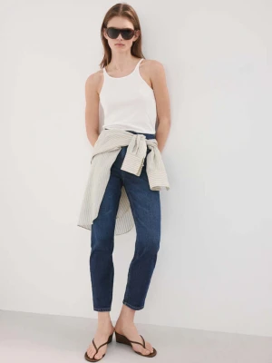 Dżinsy Newmom comfort z wysokim stanem ciemnoniebieski - Kobieta - - MANGO