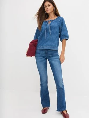Jeansy o kroju bootcut, mid waist, ze stretchem bonprix