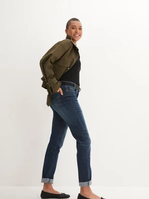 Dżinsy o kroju skinny fit, mid waist, z wygodnym paskiem bonprix