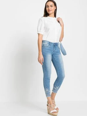 Jeansy o kroju skinny, mid waist, cropped bonprix
