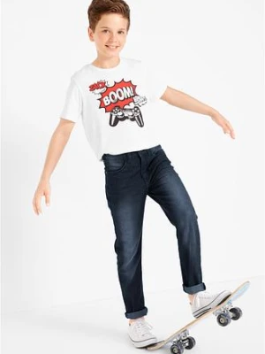 Dżinsy o kroju slim fit z regulowanym paskiem i prostymi nogawkami bonprix