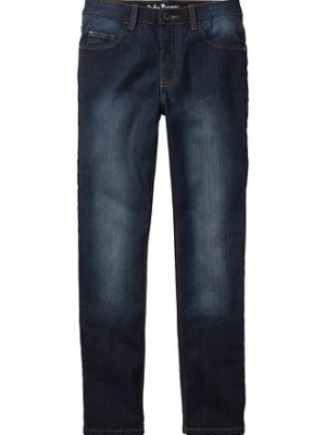 Dżinsy o kroju slim fit z regulowanym paskiem i prostymi nogawkami bonprix