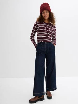 Dżinsy o kroju wide leg, high waist z wygodnym pasem bonprix