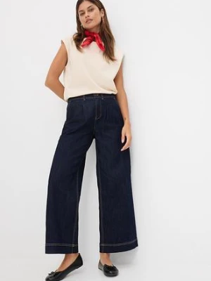 Dżinsy o kroju wide leg, high waist z wygodnym pasem bonprix