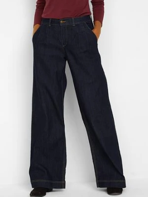 Dżinsy o kroju wide leg, high waist z wygodnym pasem bonprix