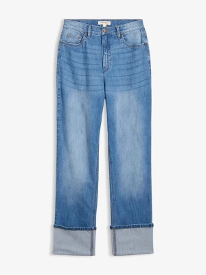 Dżinsy o luźnym kroju high waist, straigt BonPrix niebieski