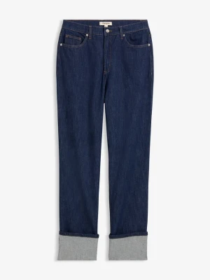 Dżinsy o luźnym kroju high waist, straigt BonPrix niebieski