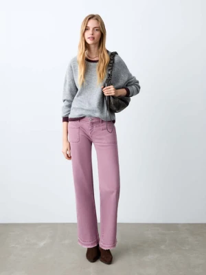 Dżinsy o prostym kroju z postrzępionym dołem blady róż - Teen - - MANGO TEEN