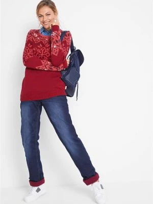 Dżinsy ocieplane, straight, mid waist bonprix