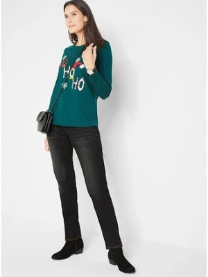 Dżinsy ocieplane, straight, z efektem push up i wygodnym pasem w talii bonprix