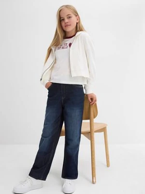 Dżinsy ocieplane, wide leg, z dżersejową podszewką, mid waist bonprix