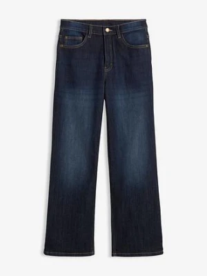 Dżinsy ocieplane, wide leg, z dżersejową podszewką, mid waist bonprix