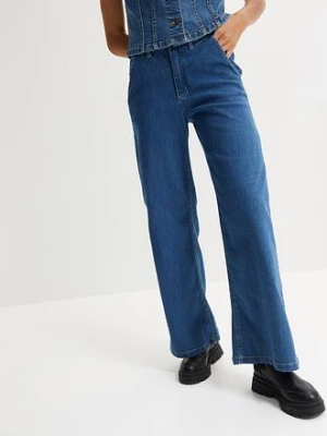 Dżinsy paperbag ze stretchem, Wide Leg, high waist bonprix