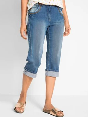 Dżinsy rybaczki Slim Fit, mid waist, bawełna bonprix