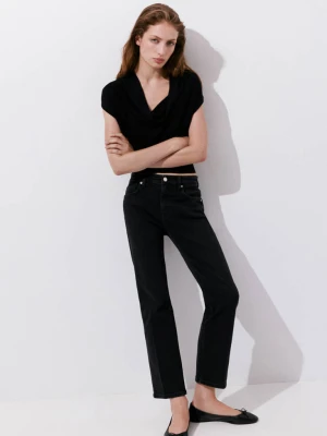 Dżinsy Sienna flare crop black denim - Kobieta - - MANGO