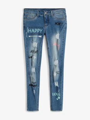 Dżinsy skinny, mid waist BonPrix niebieski